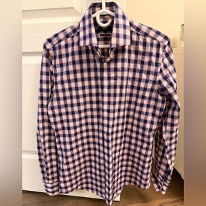 Boss Blue and Pink Plaid Casual Shirt